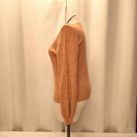 Vila Milano V-Neck Sweater Womens XL Textured Bishop Sleeves Peach Color - Picture 6 of 7